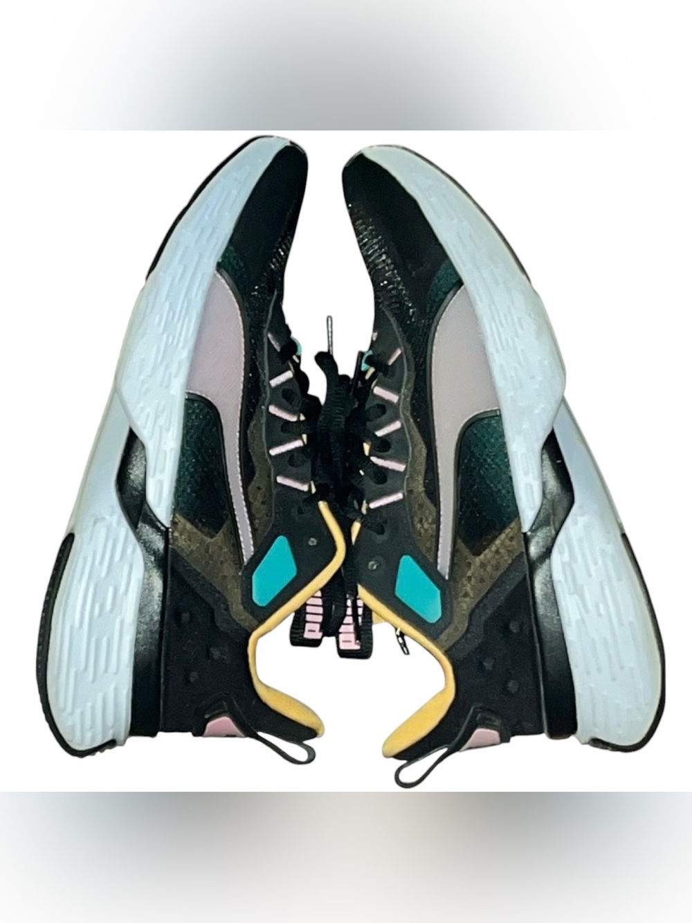 Puma Athletic Shoes Softride Sway clementine Black, Yellow, and Teal Highlights